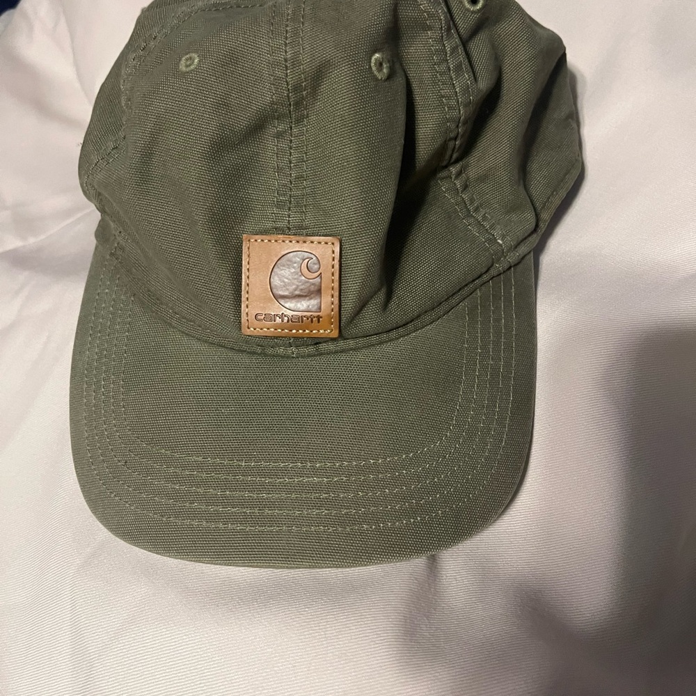 Carhartt Olive Canvas Cap with Leather Patch